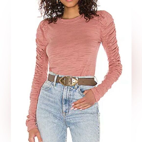 Free People We The Free Natasha Ruched Long Sleeve Top Size M - Picture 1 of 11